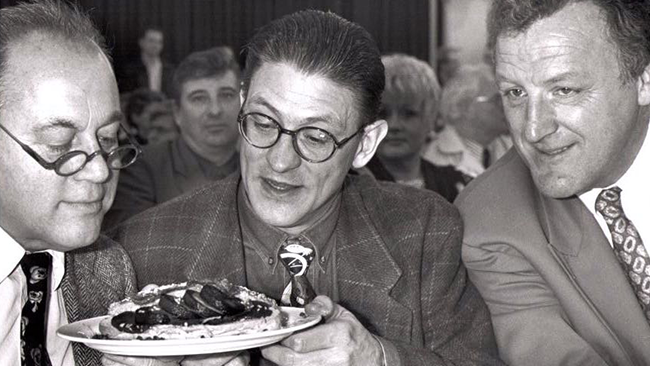 De wedstrijden in de beginjaren. Vlnr: Joop Braakhekke, Gerrie Knetemann en Johan van der Weerd.