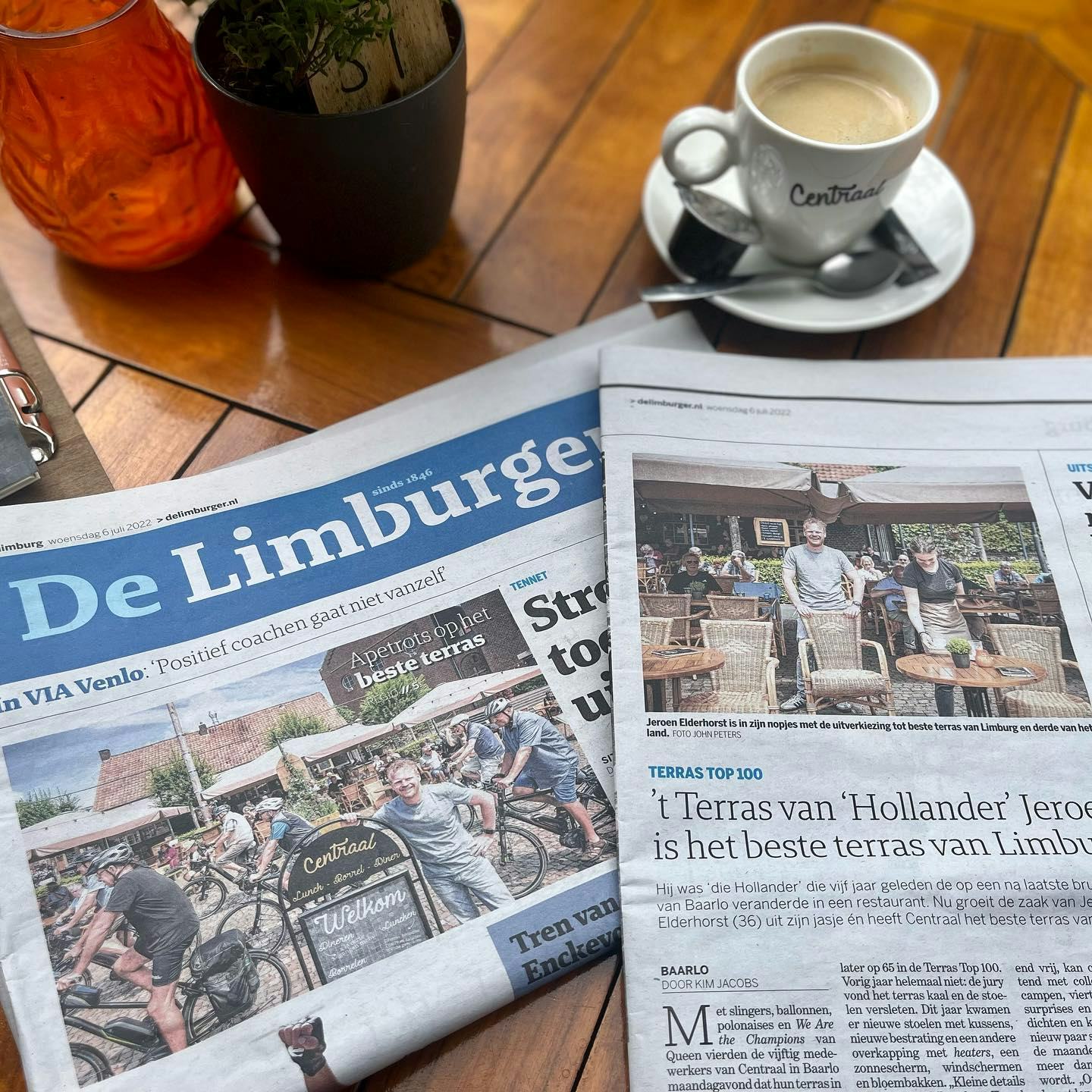 Dagblad De Limburger over de derde plek van Centraal in Baarlo.