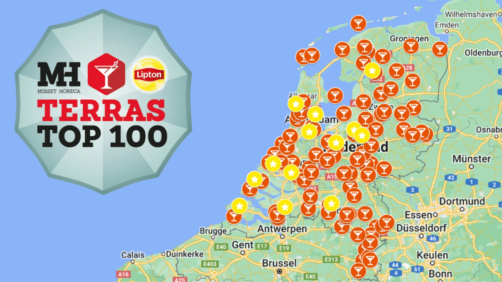 Terras Top 100 2023 in kaart