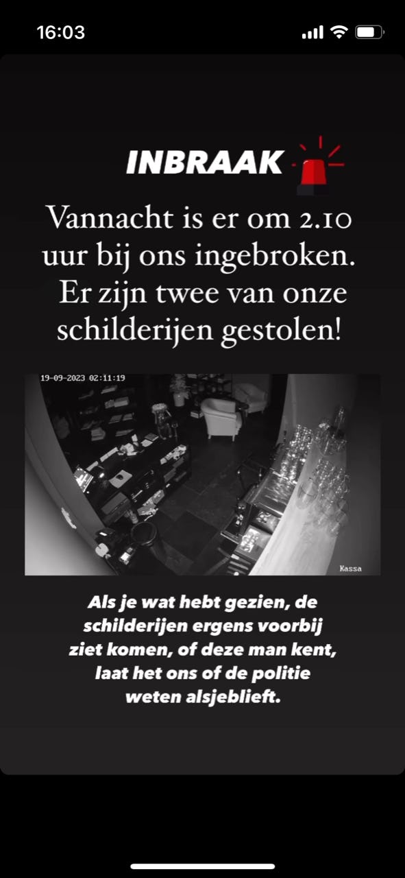 Nastrium deelde dit screenshot van de roof op sociale media