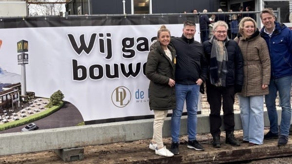 V.l.n.r.: Bianca, Peter en Bertus Huisman, Kim en Sjoerd-Jan Feenstra.