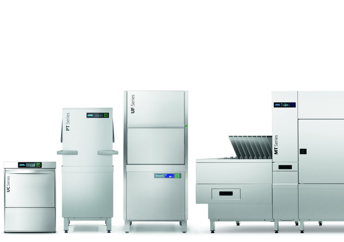 De verschillende vaatwasmachines van Winterhalter.