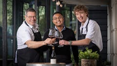 Edwin Muns, Camilo van Drumpt Sanstra en Olivier Landewers, de eigenaren van Petit Caveau. Foto-credits: Raphaël Drent