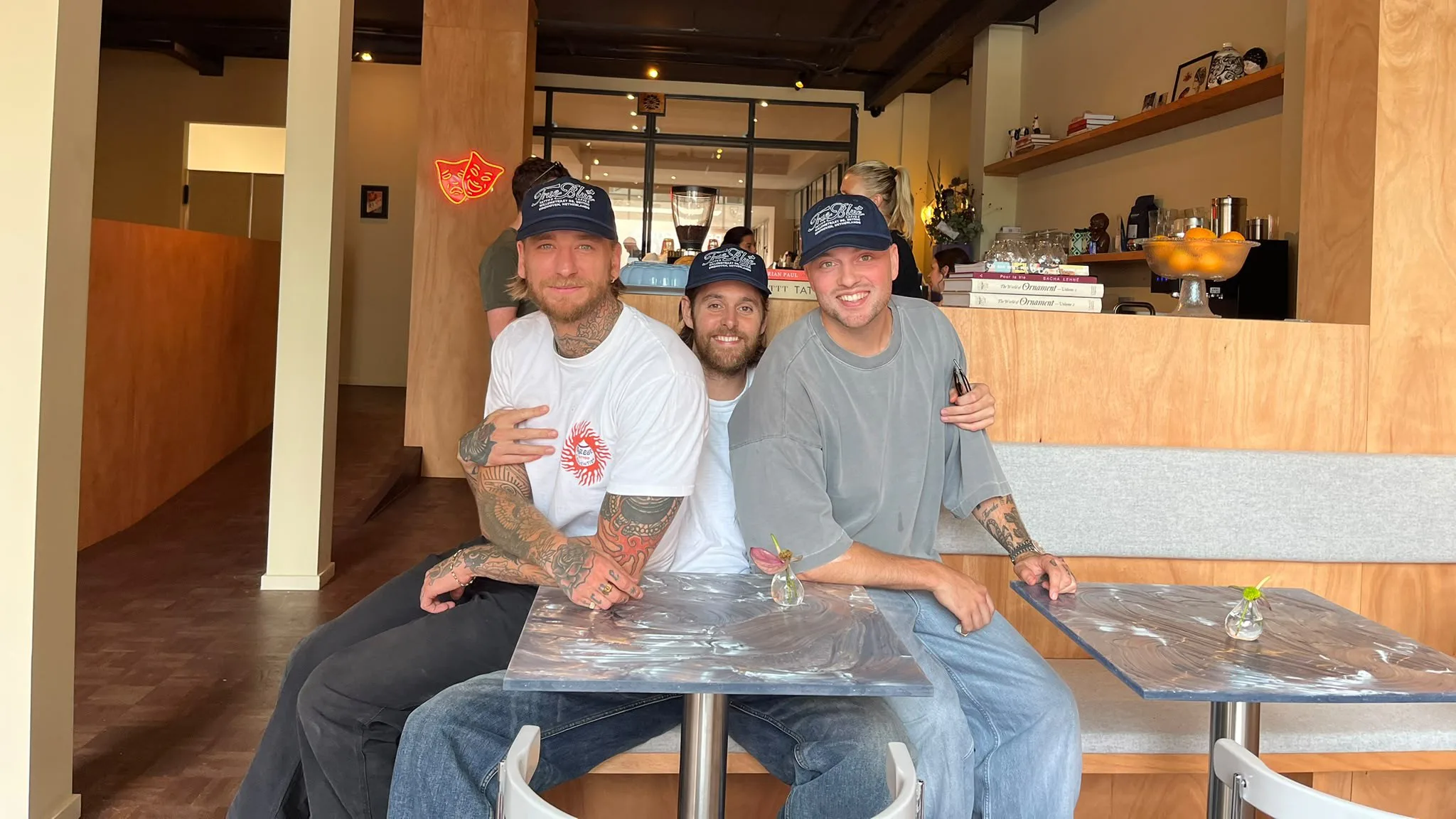 De mannen van True Blue in Eindhoven: Guus Mandigers (l), Bob Geerts en Bastiaan Pulles