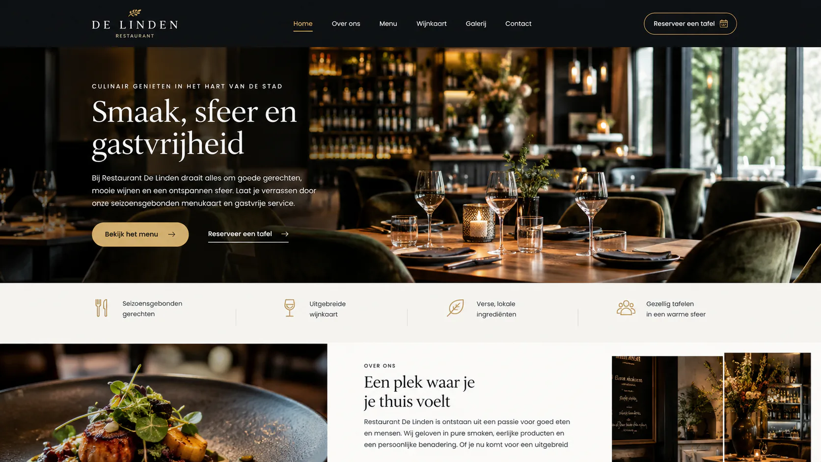 AI afbeelding van een restaurantwebsite